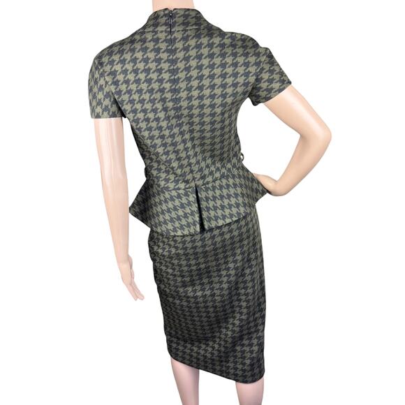 Gucci M Wool Houndstooth Peplum Sheath Dress - Picture 7 of 11